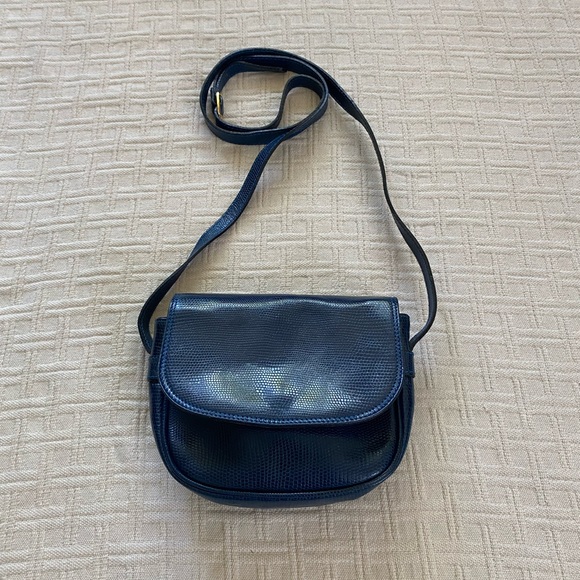 Saks Fifth Avenue Handbags - Saks vintage calfskin blue crossbody purse.